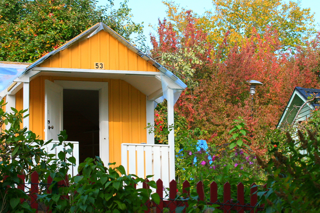 One of the many colony garden houses, as seen last autumn.