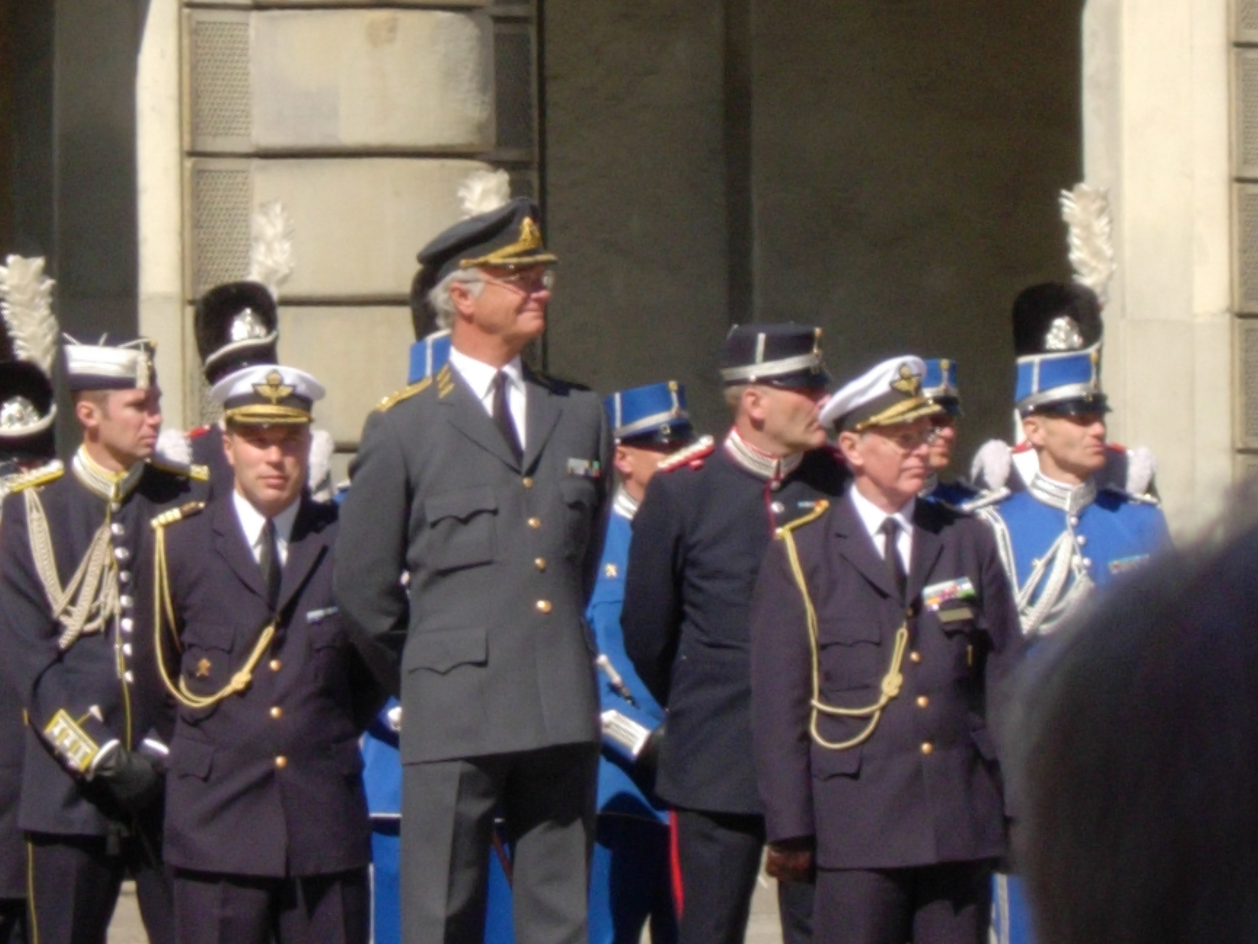 King Carl Gustaf checking out some of his birthday festivities. (Note: he's the tallest guy!)