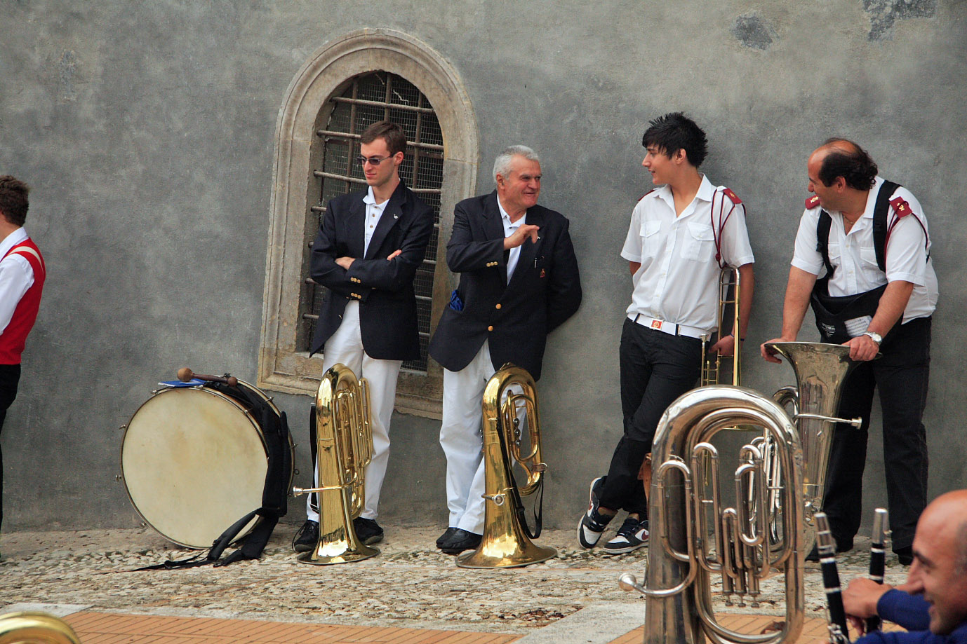 One of the many bands getting ready to perform in Spoletto.