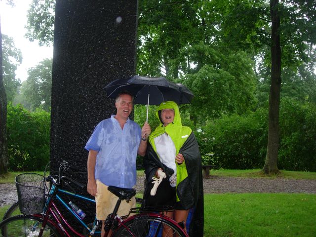 Jodi and Doug singing in the rain.