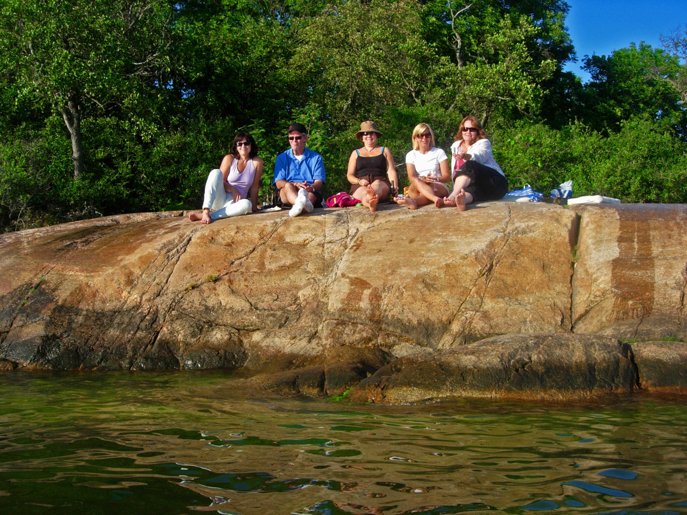 Hanging out on the rocks with Judy, Rich, MB and Marilyn.