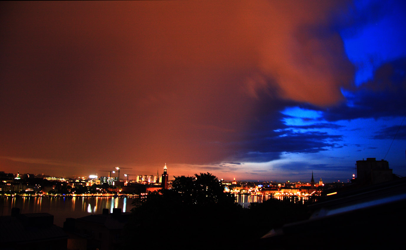 The view from our balcony at midnight on Tuesday. Those clouds were truly spectacular.