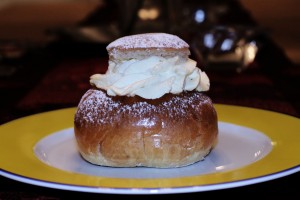 The semla just before eating. Photo by Robert Corkery.