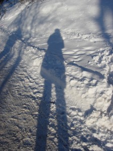 Me and my shadow on one of our rare sunny, but snowy days.