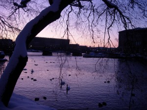 The view from Skeppsholmen at sunset.
