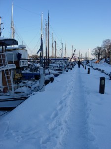 Snowy boats on Mälaren.