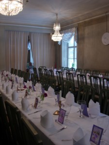 The dining room, set for lunch.