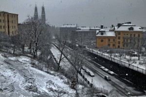 April snow in Stockholm. Photo by Robert Corkery as seen in 59 North by sandra Carpenter.